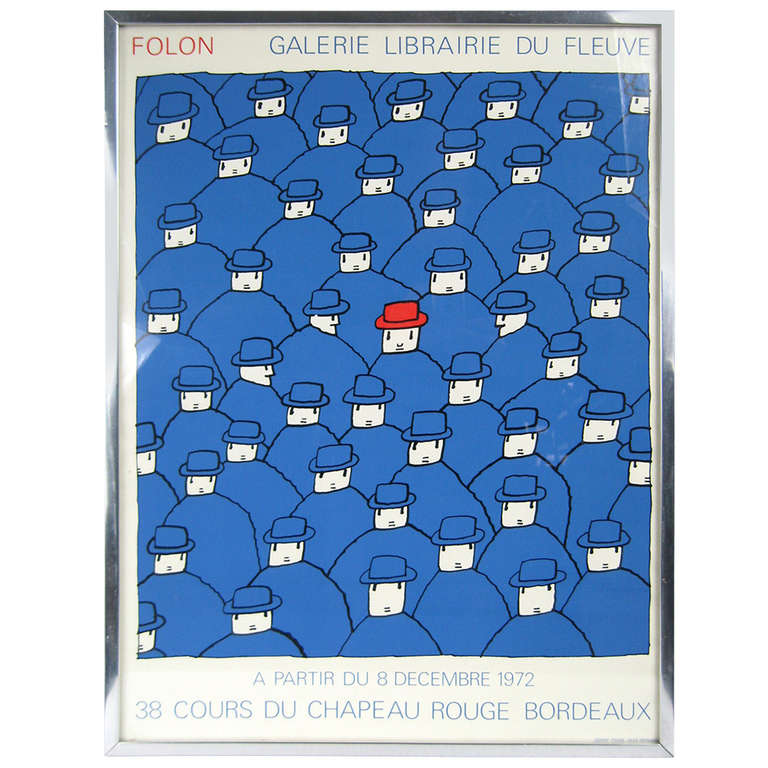 1974 Jean-Michel Folon Pop Artist 38 Cours Du Chapeau Rouge Bordeaux “Men in Red Hat”