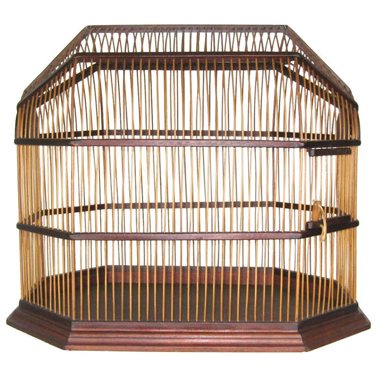 Stunning Mid Century Modern Walnut Bird Cage