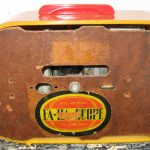 1940 Fada Art Deco Bullet Catalin Bakelite Radio, Yellow with Red Trim