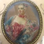 Early 19th Century Fancy Maiden Miniature Portrait Embroidered Frame