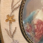 Early 19th Century Fancy Maiden Miniature Portrait Embroidered Frame