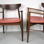 Pair of Mid-Century Modern Teak Chairs, Fur Seats