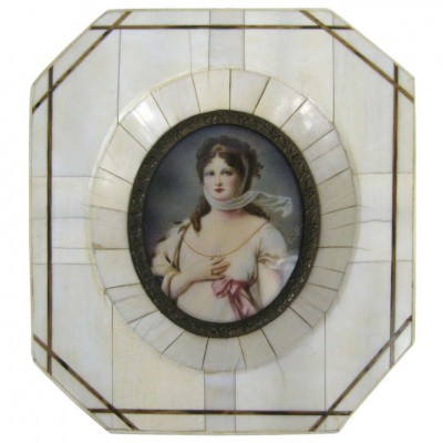 19th c. Victorian Painted on Ivory Frame Portrait Miniature
