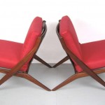 Folke Ohlsson for DUX Walnut Scissor Chairs