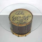 1920’s Ludwig Drum Table with glass top, The Young’s “Gen” and Ralph