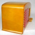 1938 FADA 53 Yellow with Red Grill Bakelite Catalin Art Deco Radio