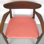 Pair of Mid-Century Modern Teak Chairs, Fur Seats