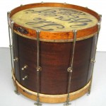 1920’s Ludwig Drum Table with glass top, The Young’s “Gen” and Ralph